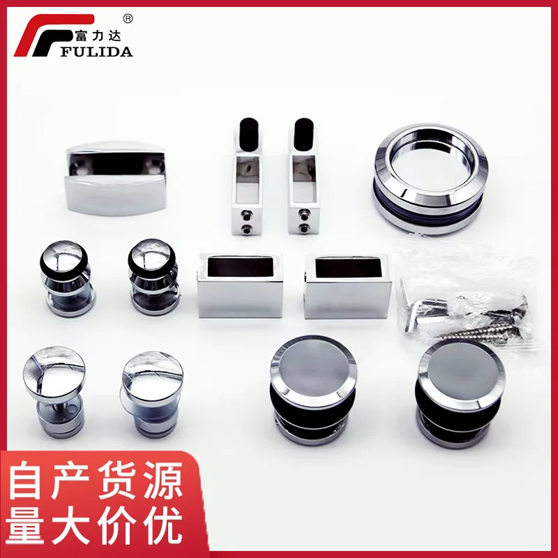 Stainless Steel Shower Sliding Door Roller Hardware Set L Shaped Fittings Frameless Bathroom Glass Track Repair