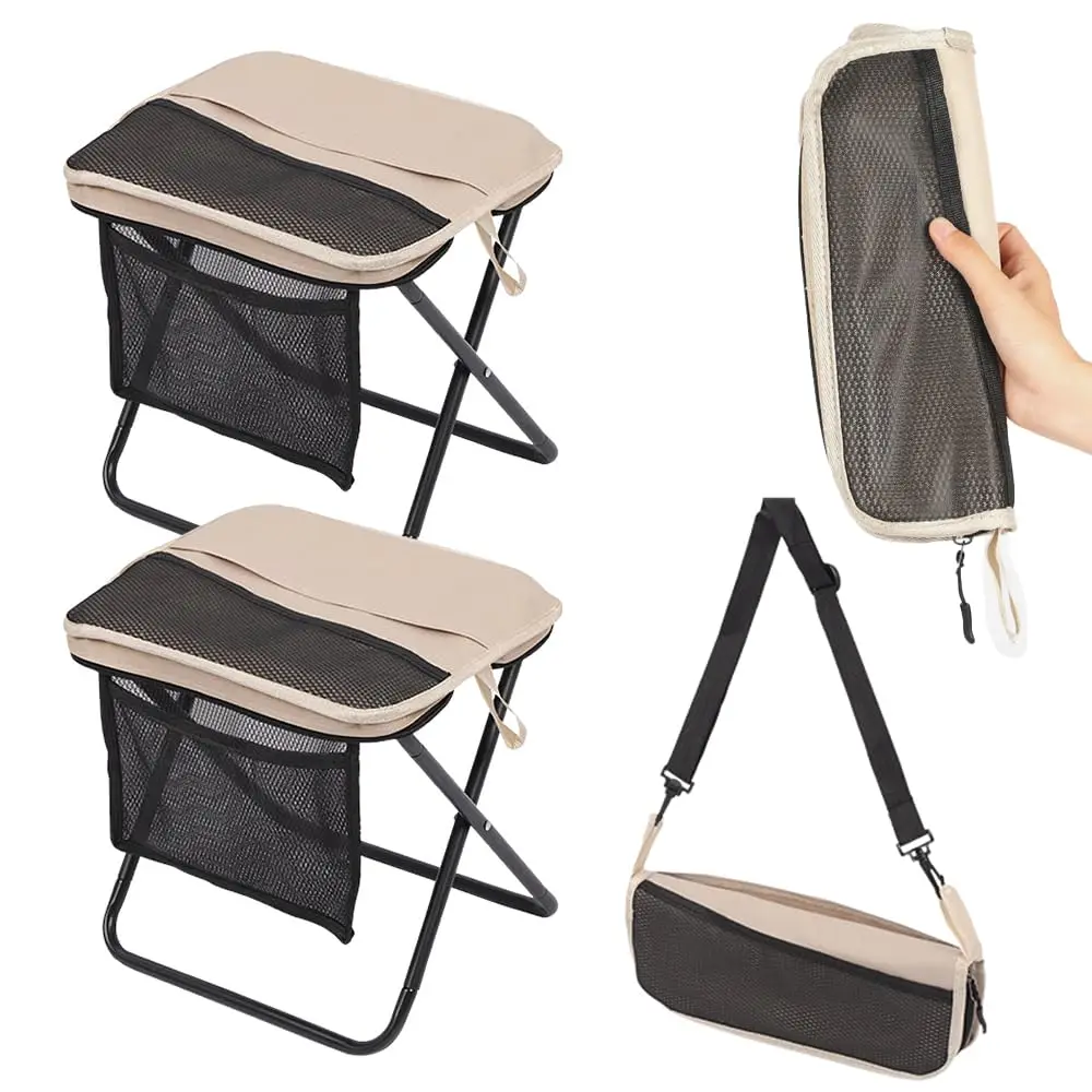

Портативные складные табуреты, прочные походные табуреты с сумкой для переноски, полиэстер, цвет хаки, 13×12.2×10.62 дюйма, углеродистая сталь, 2 шт.