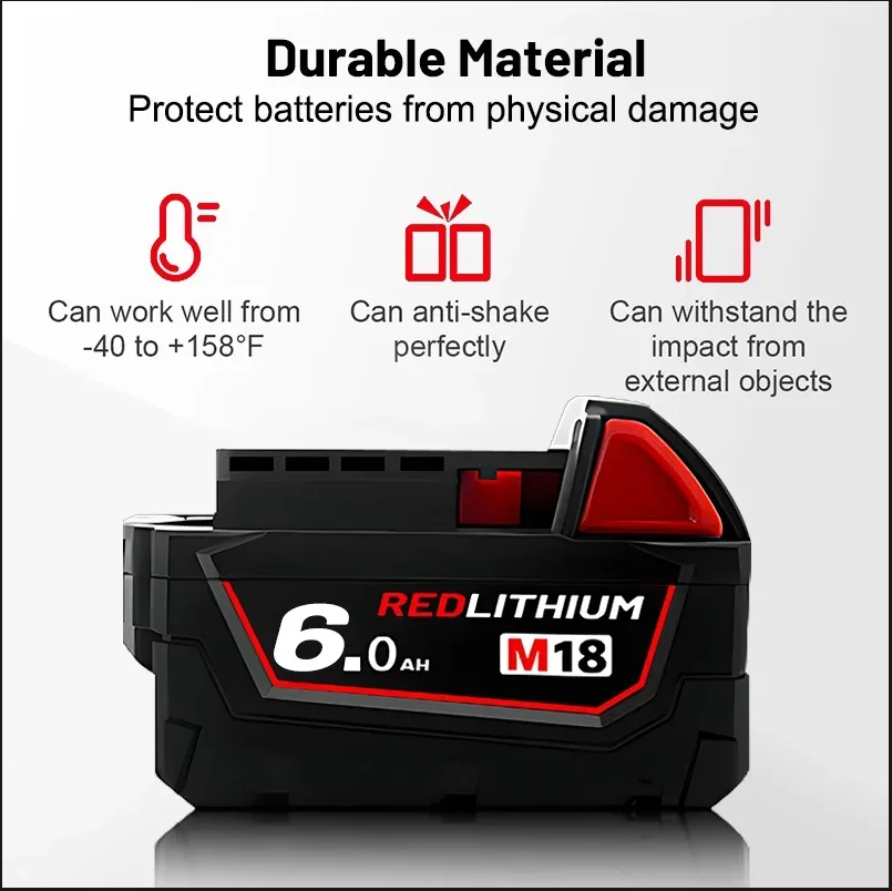 

For Milwaukee M18 Battery 18V 5.0Ah/5000mAh Rechargeable Battery For Milwaukee Tool M18B5 48-11-1860, 48-11-1850, 48-11-1840