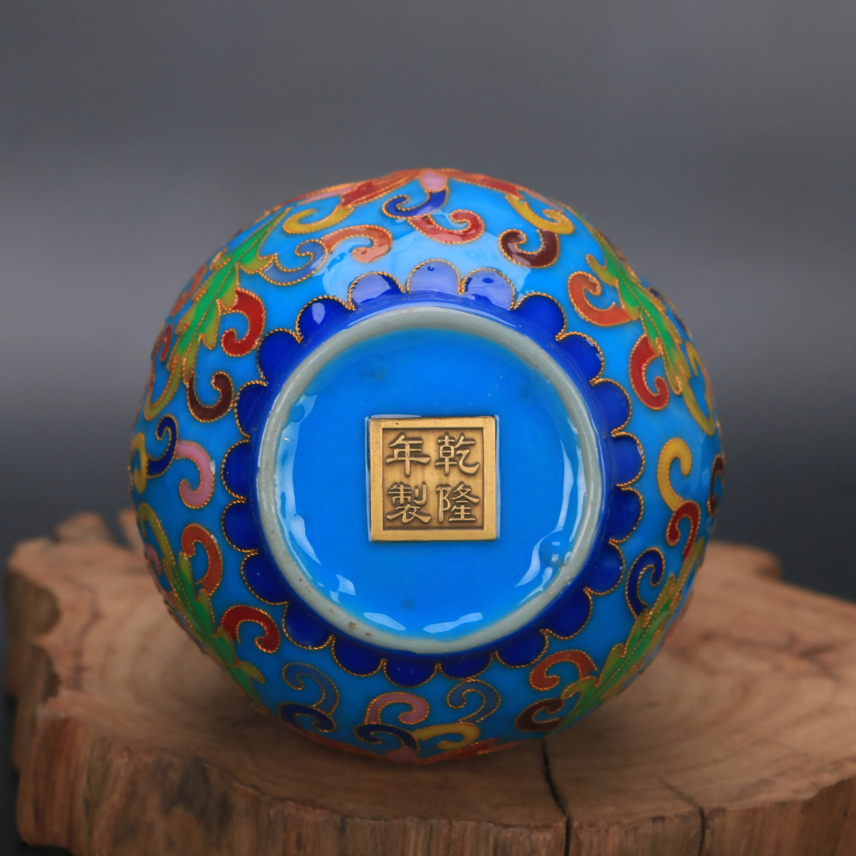 Qianlong Style Cloisonne Enamel Full Pattern Melon Ribbed Vase Handmade Chinese Antique Home Decor