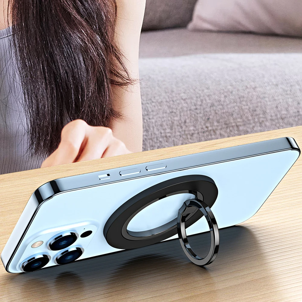 For Magsafe Magnetic Rotate 1Pcs Strong Suction Rotating 360 Wall Stickers Everywhere Folding Ring Phone Holder Alloy Portable image 4