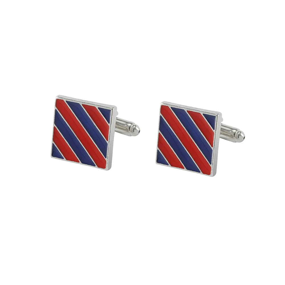2 Pcs Red And Blue Enamel Square Cufflinks Yellow And Purple Colors Stripe Sleeve Button Mens Boys Shirt Suit Jewelry Wholesale