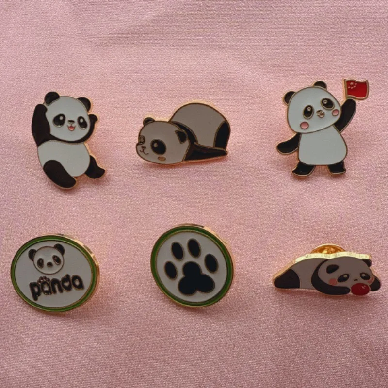 6pcs Cartoon China Panda Badge Autumn/Winter Clothing Accessories Brooch Men's and Women's Backpack Decoration Gift