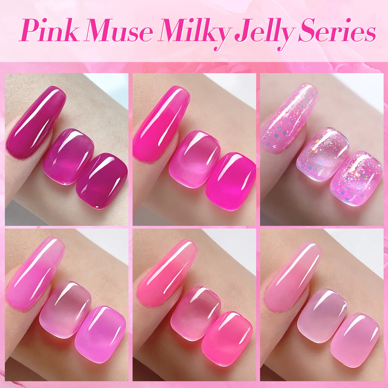 BORN PRETTY Jelly Pink Gel Nail Polish Set Milky Jelly Hot Pink Translucent Gel Polish None Pink Gel Polish Kit Nail Art Varnish