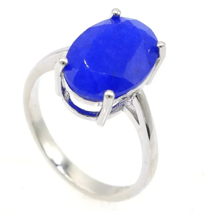 3.6g Customized 925 SOLID STERLING SILVER Rings Real Green Emerald Real Blue Sapphire Red Ruby Many Sizes 5-11 - view 6