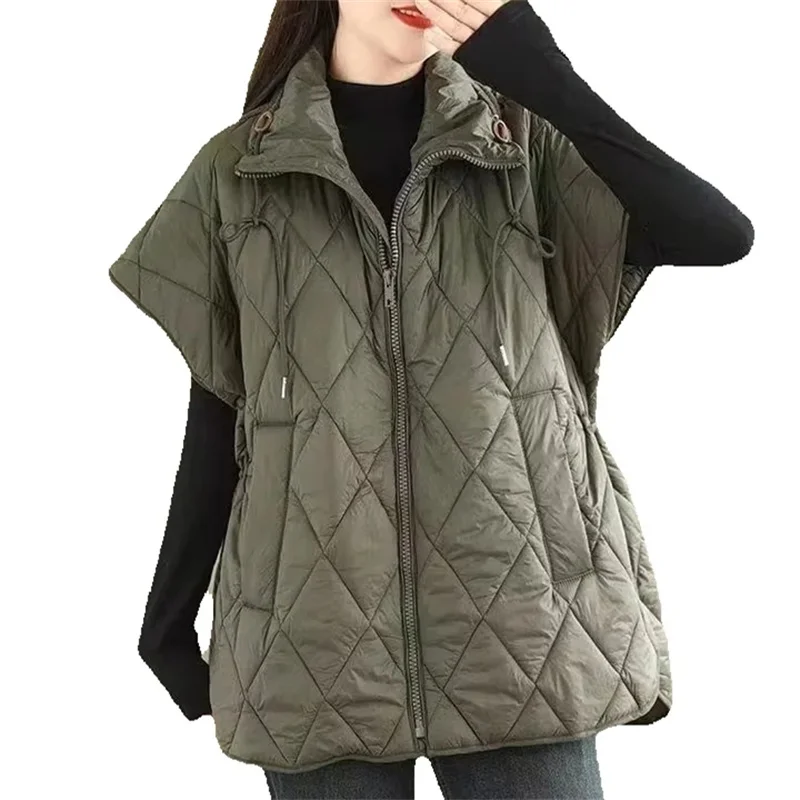 2025 فضفاض موضة المرأة سترة معطف الخريف الشتاء الدافئة سترة قطن الإناث صدرية أبلى جديد سستة سيدة جاكيتات بلا أكمام #1