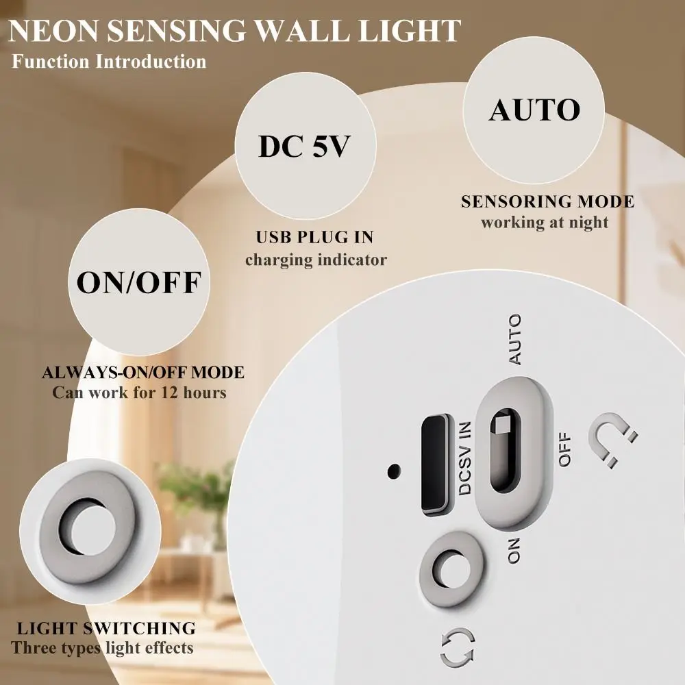 

Регулируемый по яркости светодиодный настенный светильник с беспроводным магнитным основанием, перезаряжаемый ночник, корпус из ABS-пластика, водонепроницаемый