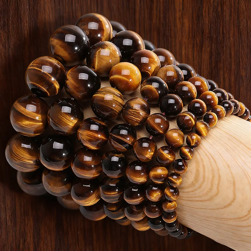 New Elegance 4/6/8/10/12/14mm Handmade Natural Tiger Eyes Stone Strand Bracelet Men Energy Healing Braslet Street Accessories view 3