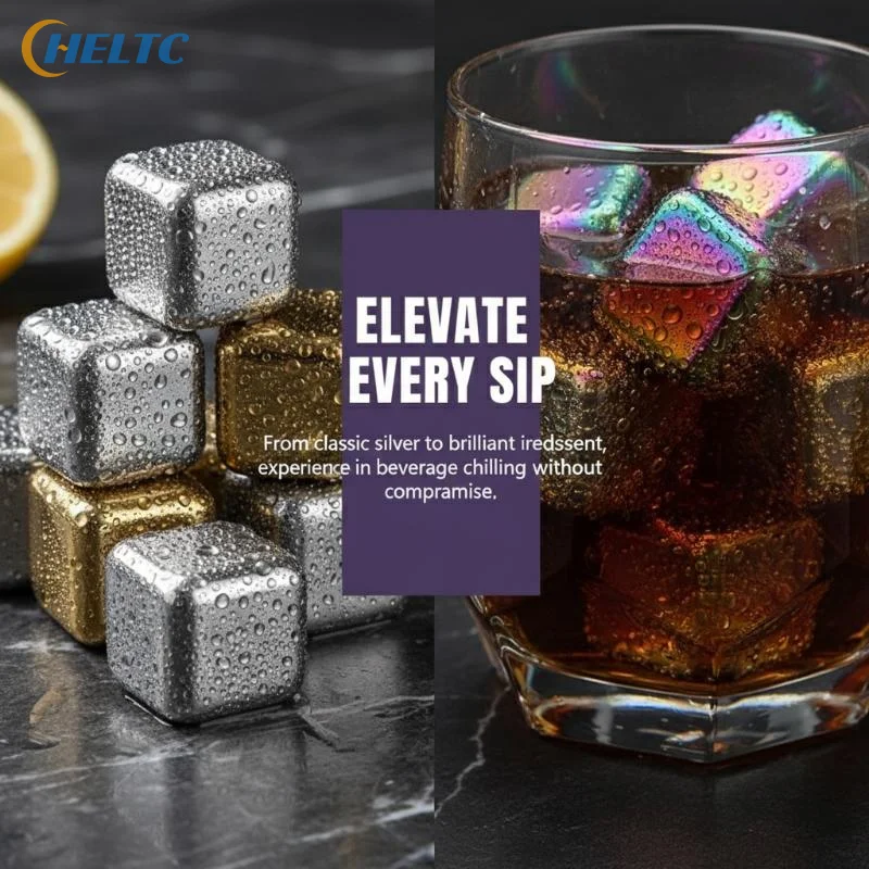 Stainless Steel Ice Cube Set Quick Cooling Metal  Rocks Reusable Non Melting for Iced Wine Summer Parties