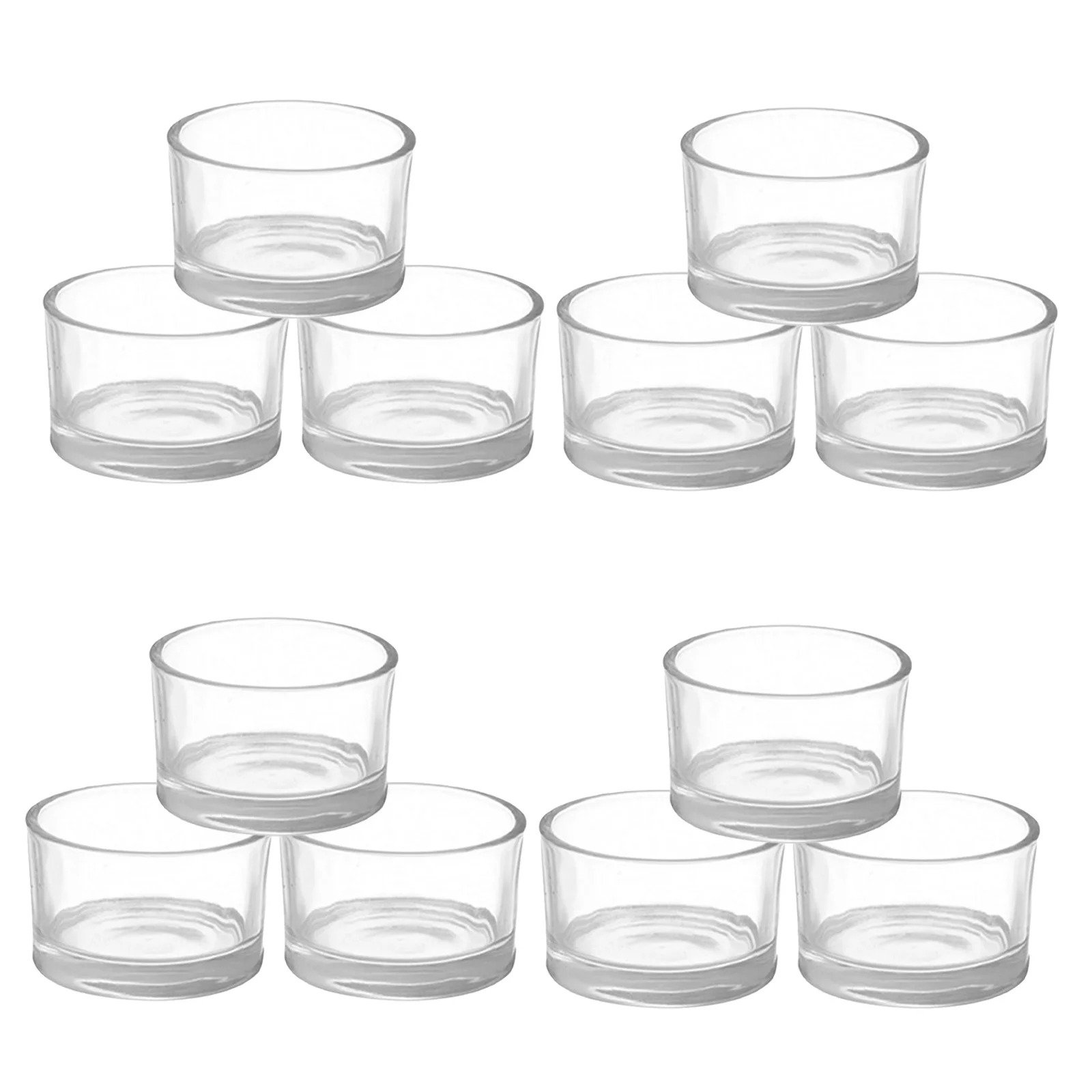 12 Stück Glas-Teelichthalter, klare Votivbecher für Heimdekoration, Tischdekoration, Küche, Badezimmer, gemütliche Beleuchtungslösung