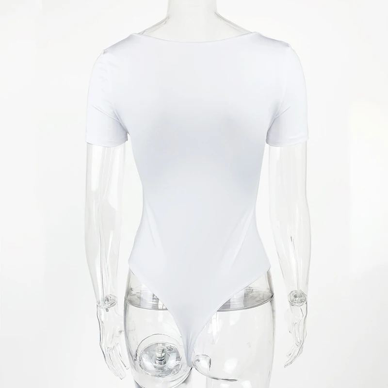 Kurzarm Bodys Sommer Square-Cut Kragen Solide Bodycon Elastische Strampler Sexy Y2k Frauen Kleidung Fashion Club Party 2521 – Detail 8