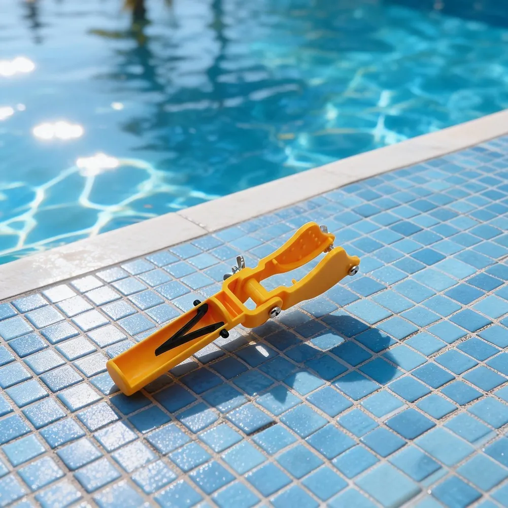 Swimming Pool Pole Holder with V-Clamp and Screws for Pool Poles 22 cm Yellow Plastic Bracket Support Structure