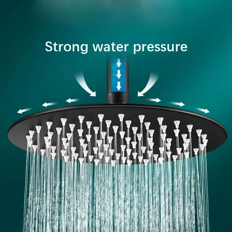 Black 6/8 Inch Rainfall Shower Head Stainless Steel Square Rain Shower Head Pressurized Big Shower Head  Shower Accessories