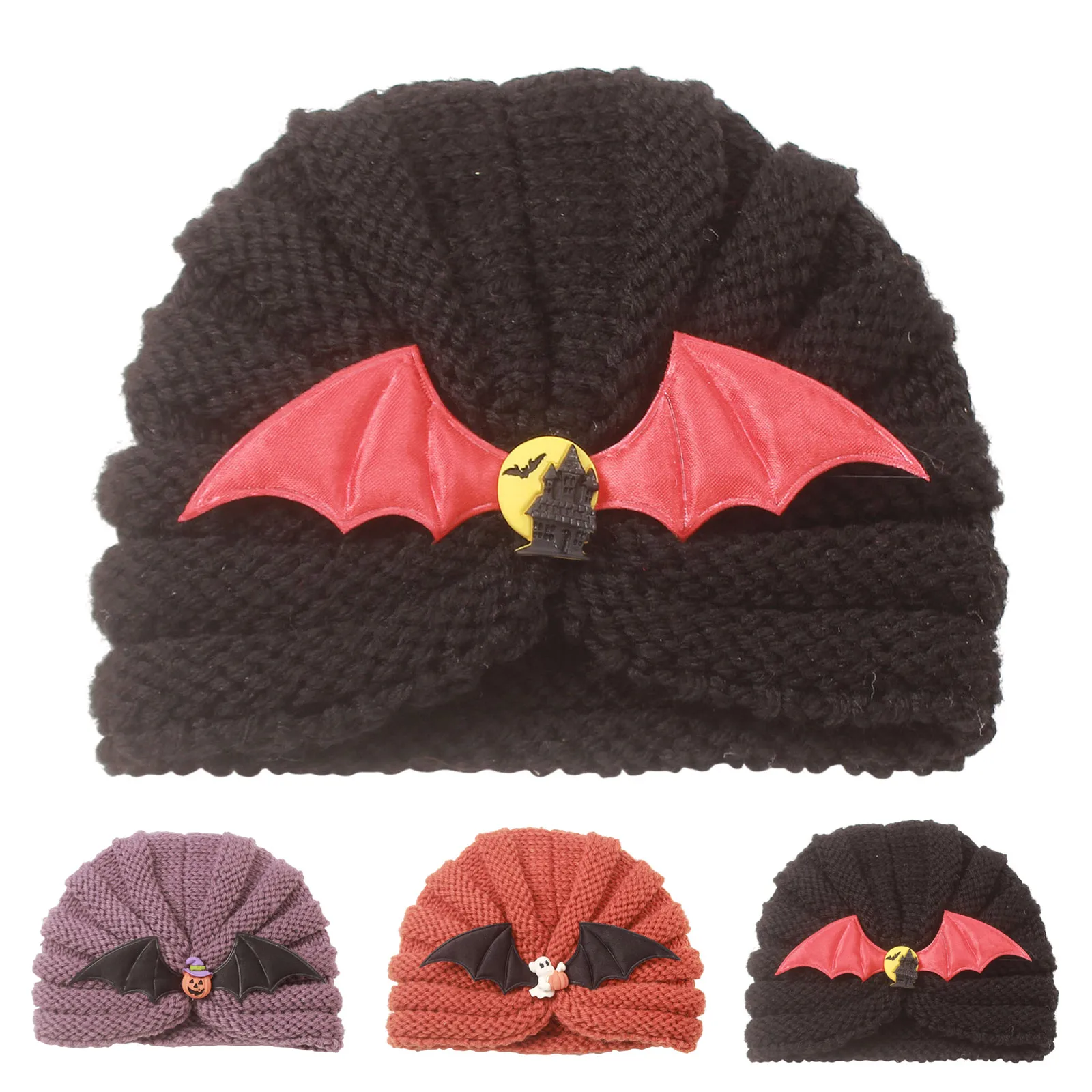 

Детская шапочка-бини с элементами Хэллоуина, мягкая удобная шапочка для новорожденных, реквизит для фотосессии, теплая вязаная детская шапка на Хэллоуин