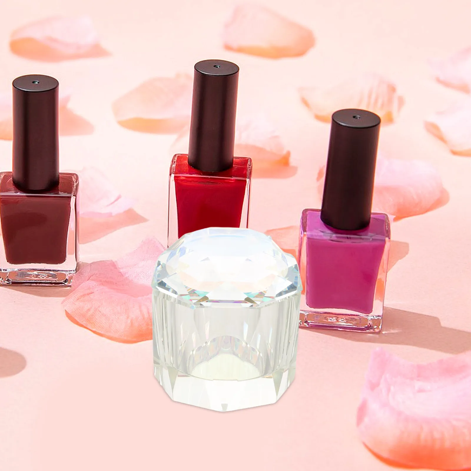 Recipiente de Cristal para Uñas con Tapa, Tazón de Vidrio para Líquidos, Vaso Limpiador de Pinceles para Arte de Uñas, Soporte de Almacenamiento para Suministros de Manicura para Salón