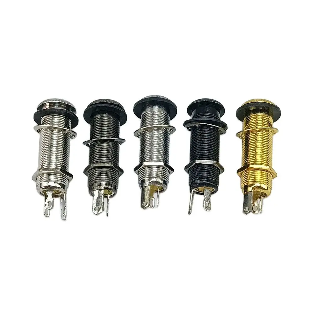 10pcs/lot Electric Guitar Bass Parts 6.35mm Stereo Output Input 1/4 Inch Jack Socket Plug Brass Straight Ribbed Tube Style Jack