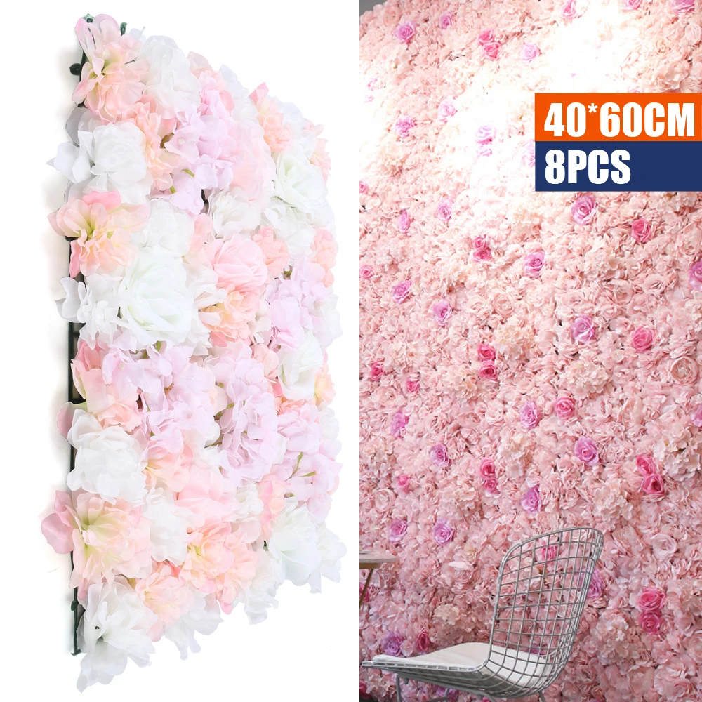 

8 Pcs Artificial Silk Flower Wall Panel Wedding Photography Venue Garden Decoration Artificial Flowers Fake Flowers