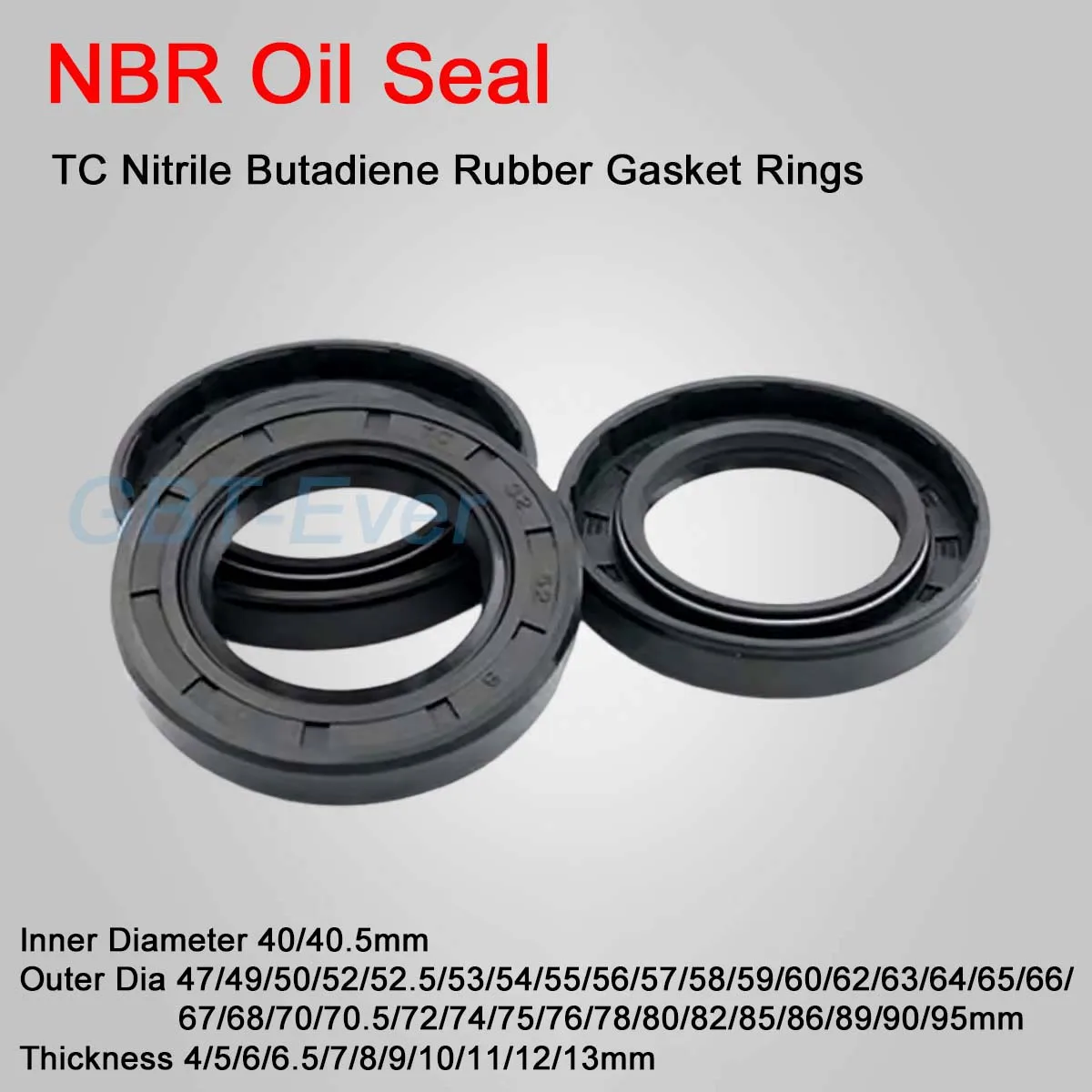 

NBR Framework Oil Seal ID 40/40.5mm TC Nitrile Butadiene Rubber Gasket Rings Cover Double Lip with Spring OD 47-95mm THK 4-13mm