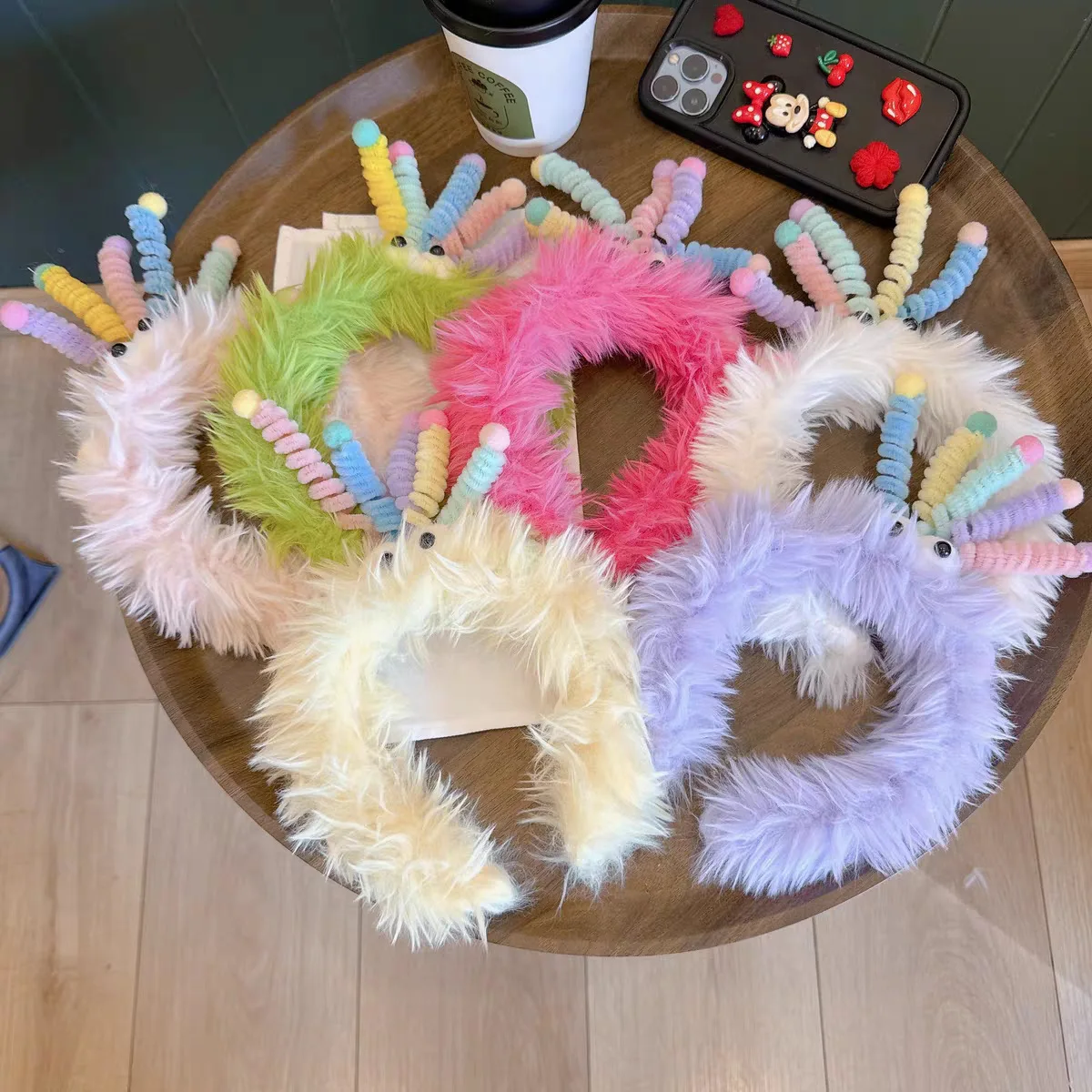 Nueva diadema divertida de dibujos animados con palo giratorio, diadema de color bonito, moda versátil, accesorios para el cabello de felpa para otoño e invierno