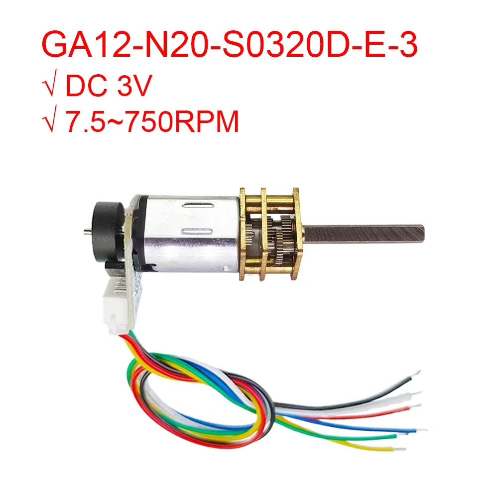 

GA12 N20 DC 3V Encoder Motor 20mm Long Shaft Mini Micro Full Metal Gear Gearwheel High Torque 7.5 50 750 RPM 5V 7PPR Hall Sensor