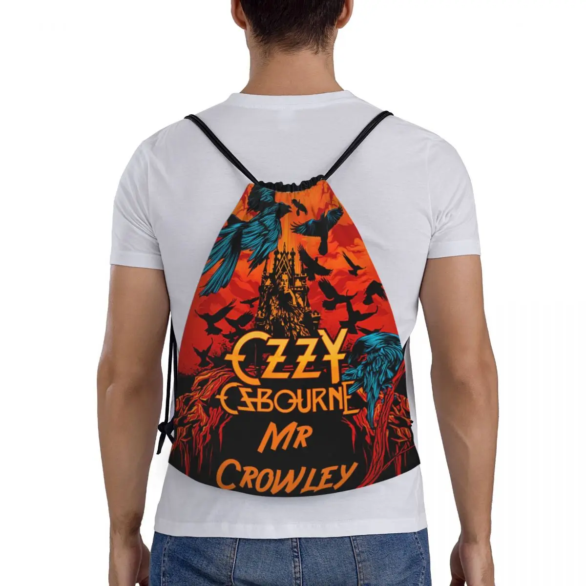 Ozzy oskov-bolsas con cordón para hombre y mujer, mochila plegable para gimnasio, deportes, banda de Metal pesado, almacenamiento de compras