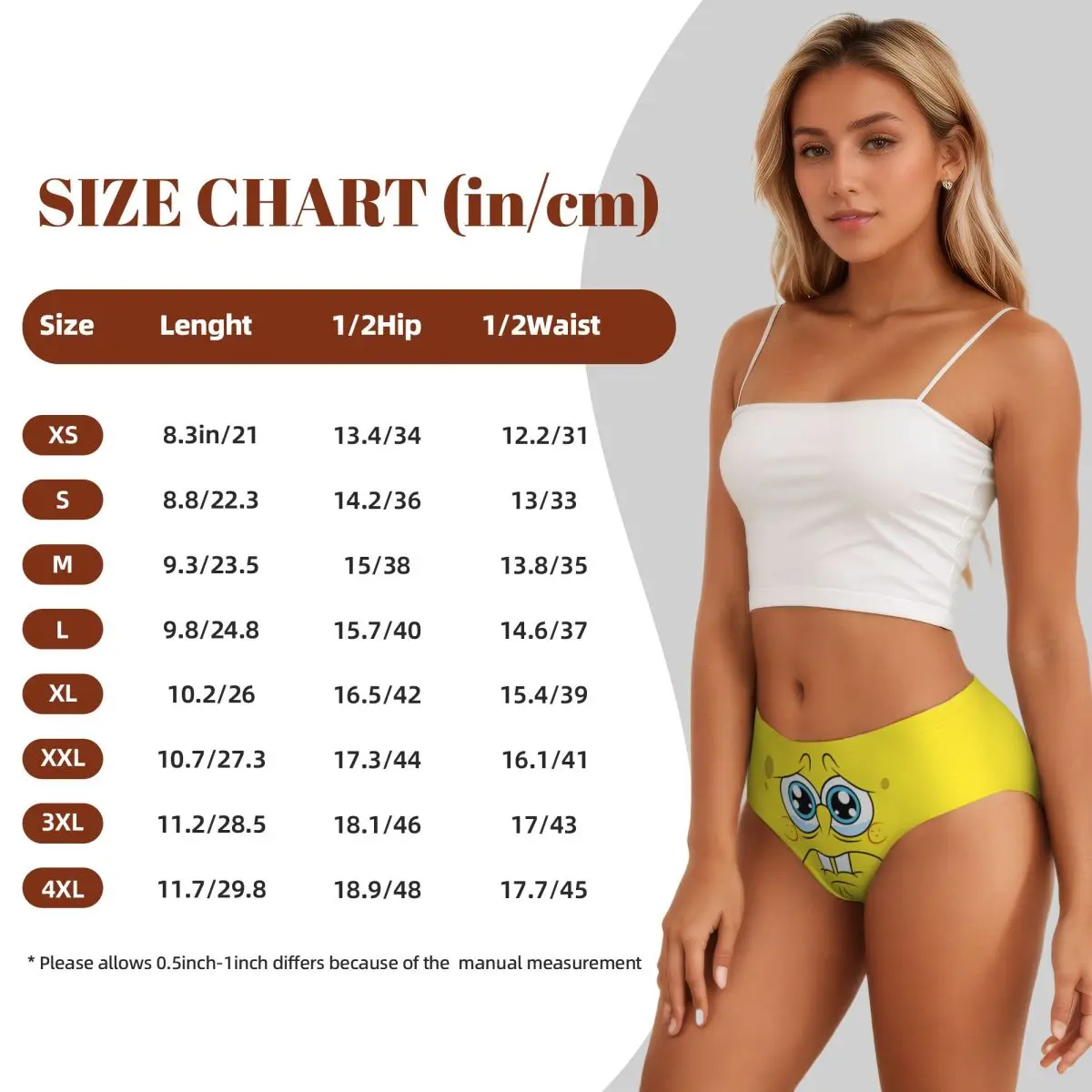 Calzoncillos de ropa interior con estampado de dibujos animados para mujer, bragas breves lloradas con esponjas S personalizadas, comodidad femenina