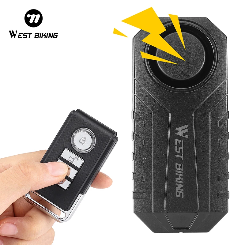 WEST BIKING Wireless Motorcycle Alarm Remote Control Waterproof Bicycle Alarm Anti-theft Bike 113dB Alarm for Scooter Bicycle