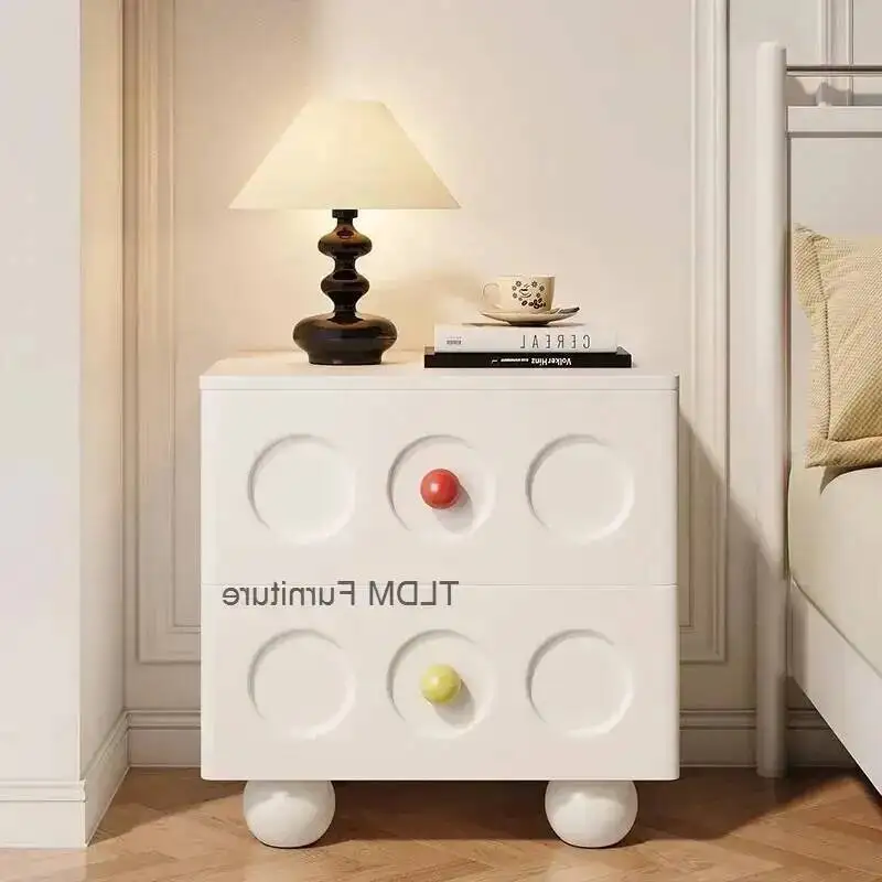 تخزين الرجعية طبقة مزدوجة سعة كبيرة تخزين خزائن طاولة السرير جميع الخشب الصلب ضوء أثاث منزلي إبداعي فاخر #1