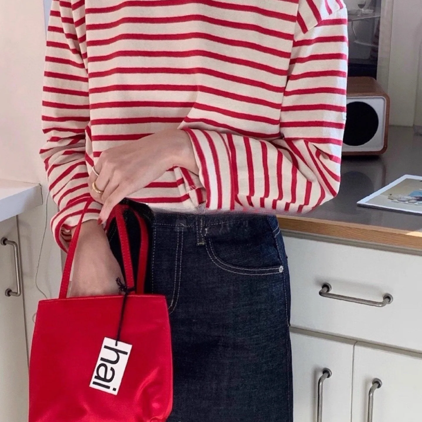 

Лето 2023, женская свободная футболка круглого кроя Ne, полосатая цветная блузка, длинный све, повседневный топ, универсальный, удобный, для поездок на работу