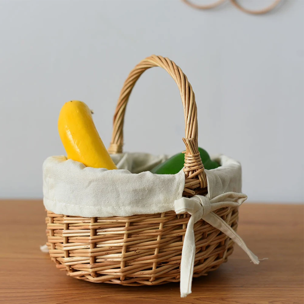 

Hand-Woven Wicker Basket with Handle Wicker Sundries Basket Willow Storage Baskets for Storage Organizing