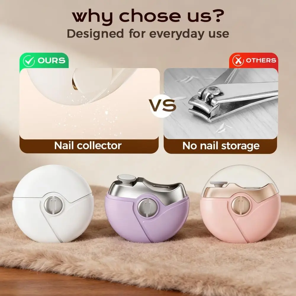

2 Speeds Adjustable Electric Polishing Nail Clippers Quiet Rechargeable Automatic Nail Trimmer One-Hand Operated Dual-Speed