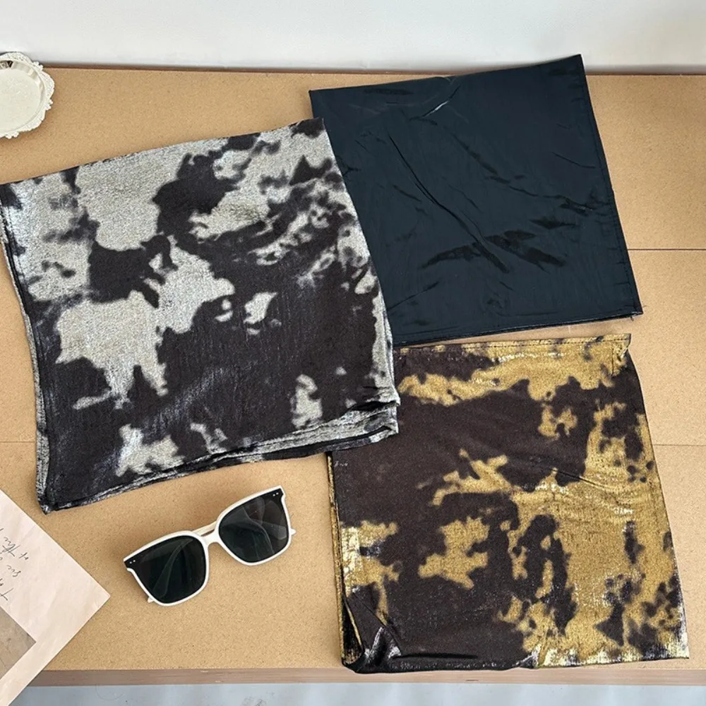 Moda Y2K Sciarpa per capelli argento liquido Hip Hop Avvolgente morbido Fascia per capelli a colori laser Sciarpa snella Fascia Punk Bandana Ragazze