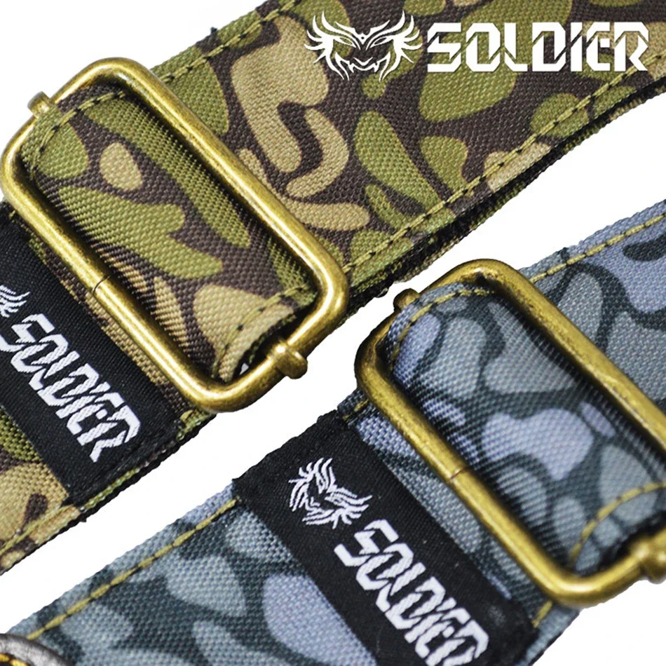 Soft Thick Camouflage Cotton Adjustable Bass Acoustic Electric Folk Guitar Strap with  Leather Ends