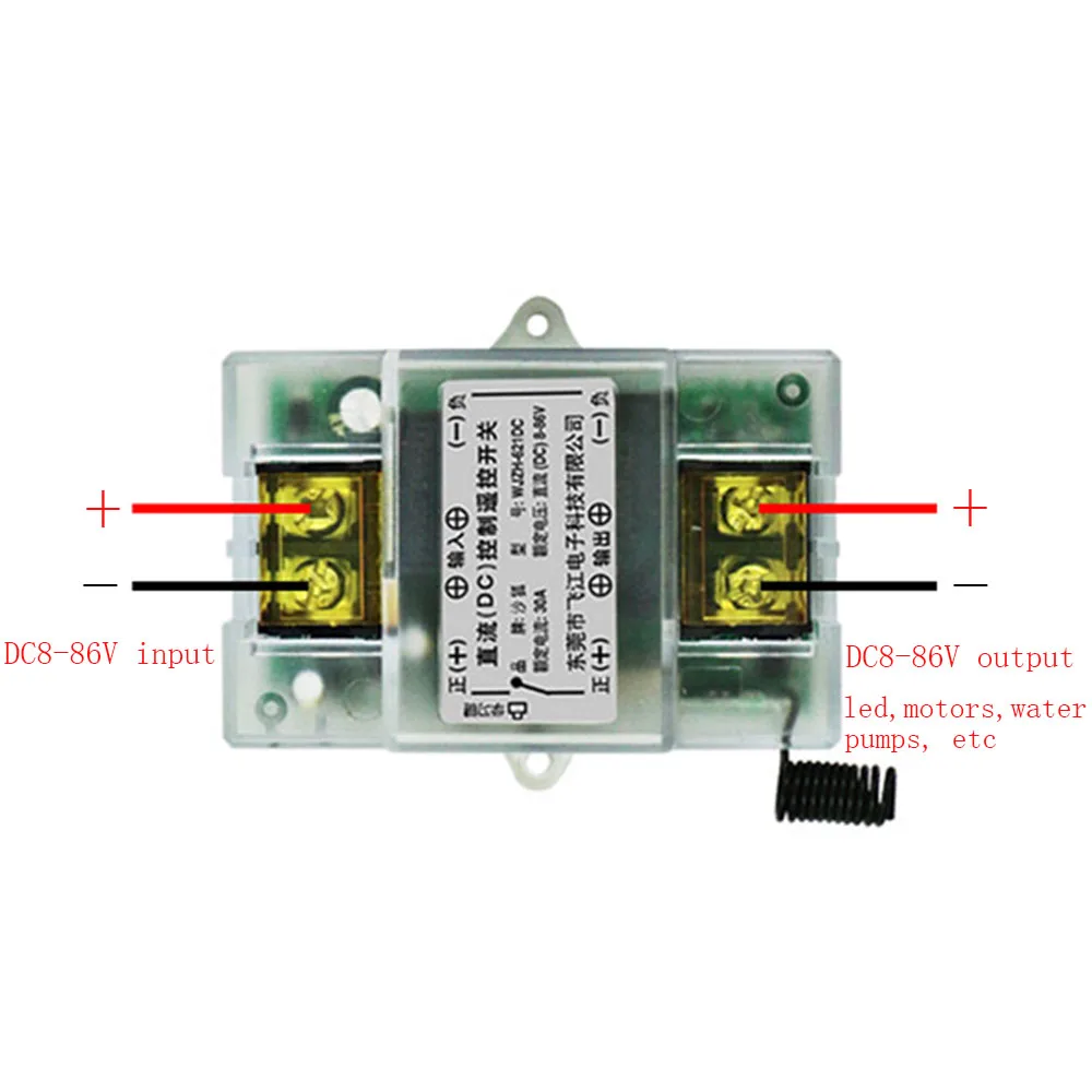 433MHZ 12V/24V/48V/60V/72V Remote Control Switch Water Pump DC Motor Lamp Remote Controller Battery Power Off Switch Controller