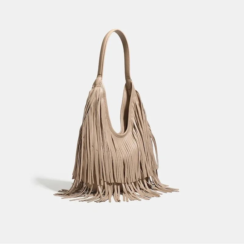 

Long Tassels Women handbag Fashion Shoulder Bags for ladies hand bag Soft PU leather casual hobos armpit bag female Tote
