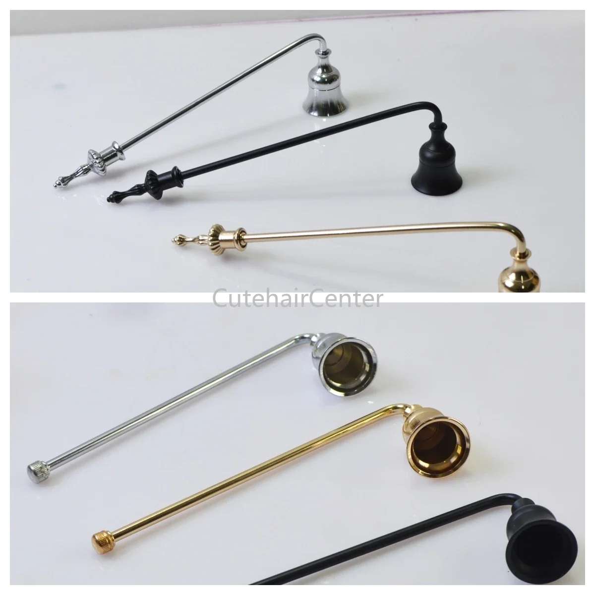 2 szt. Metalowe palacze do świec 19cm uchwyt Vintage relief wzór złoty/srebrny/czarny bezpieczna gaśnica wystrój domu SPA Tearoom