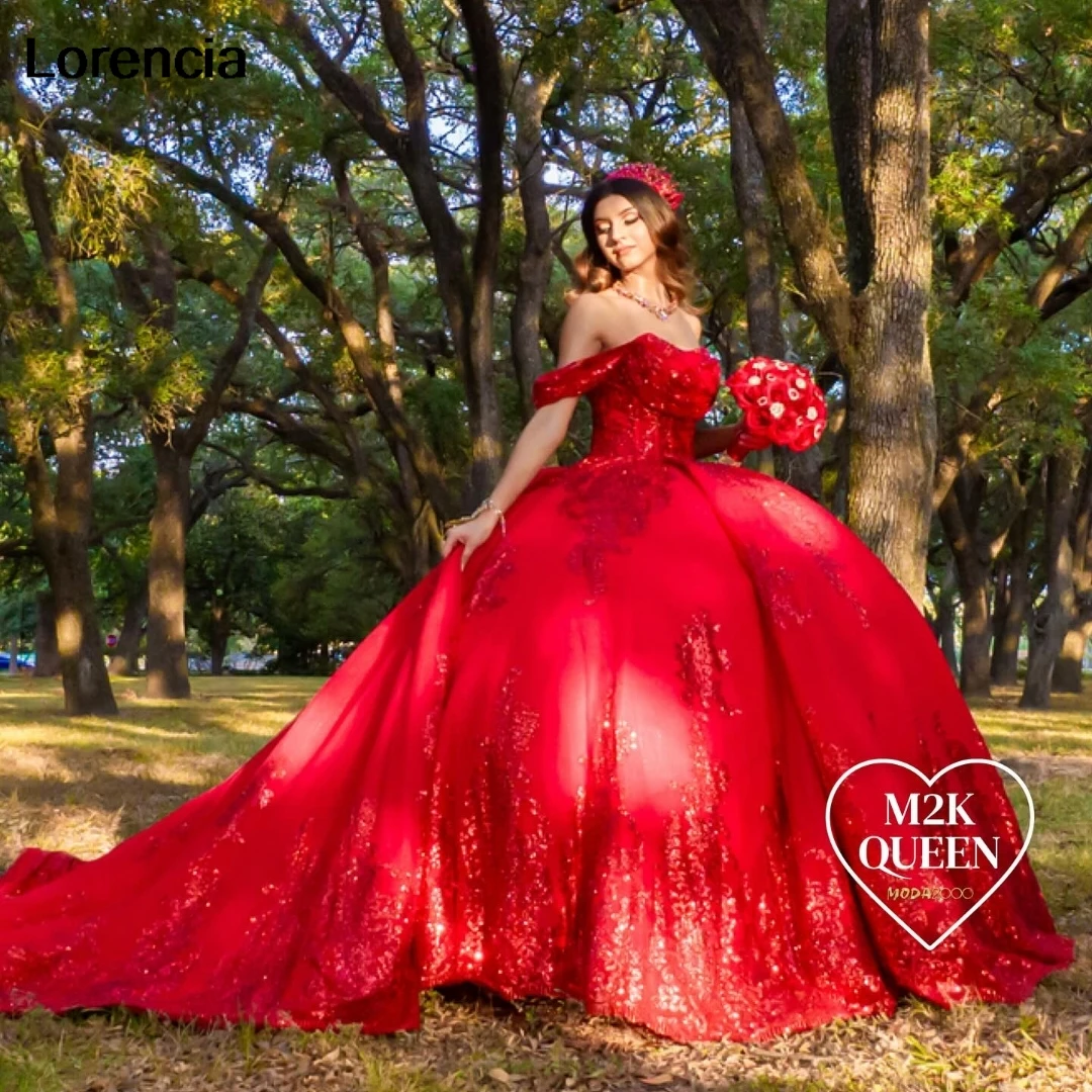 Customized Mexican Red Quinceanera Dress Ball Gown Applique Beading Crystals Corset Bow Sweet 16 Vestidos De 15 Años YQD896