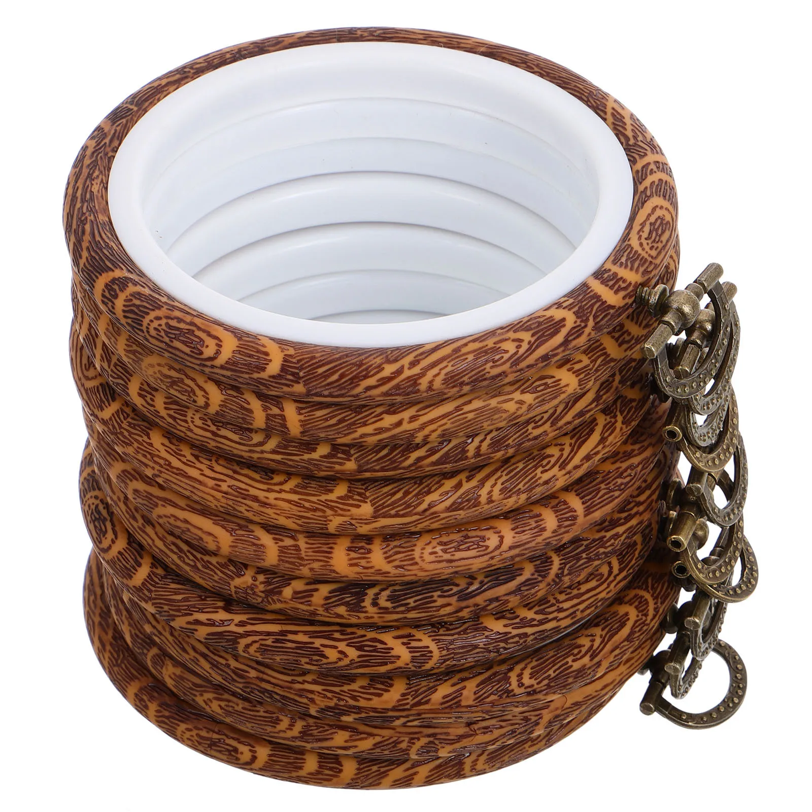 

10Pcs Embroidery Hoops Sturdy Plastic Metal Rings Portable Cross Stitch Frames for Gift Making DIY Handicraft Craft Display