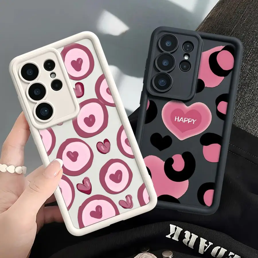 Case for Samsung Galaxy S24 Plus S25 Ultra S20FE S22 S24Ultra S25 Edge S21 S23 FE Phone Cover Cartoon Pink Love 