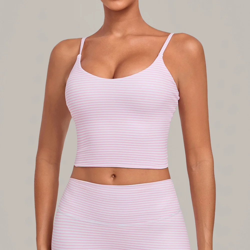 Fitness Tank Top Women's Sexy Stripes And Polka Dots Yoga Bra Shockproof Sports Underwear Female Push Up High Strength Sport Bra