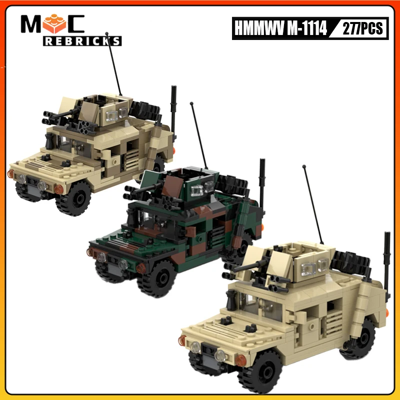 WW2 US Military Armored Vehicle M1114 MOC Building Block Army Special Forces Cars Model DIY Bricks Toys Children's Gifts