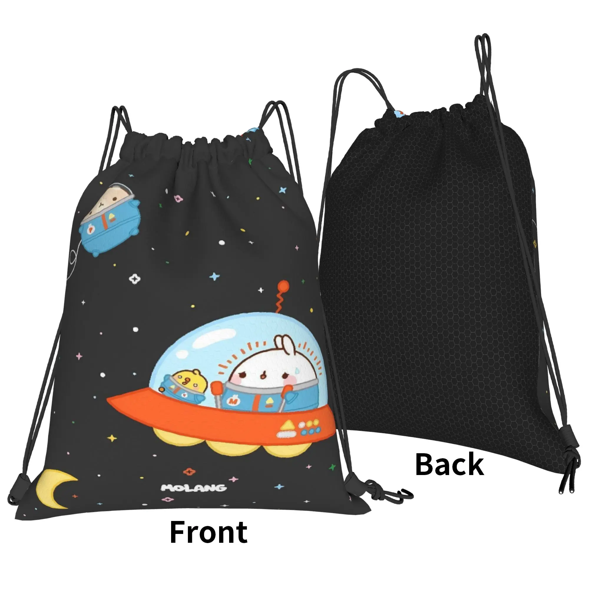 Drawstring Bag Molang Cartoon Backpacks  Portable Portable Sports Yoga Sackpack String Bags For Men