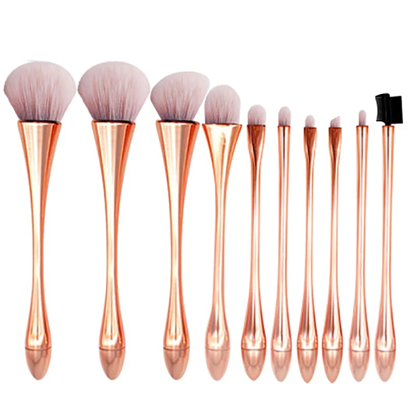Ensemble de pinceaux de maquillage, ensemble de pinceaux de maquillage portables, pinceaux de fond de teint professionnels en or Premium, correcteurs de poudre, ombres à paupières, Blush10PCS