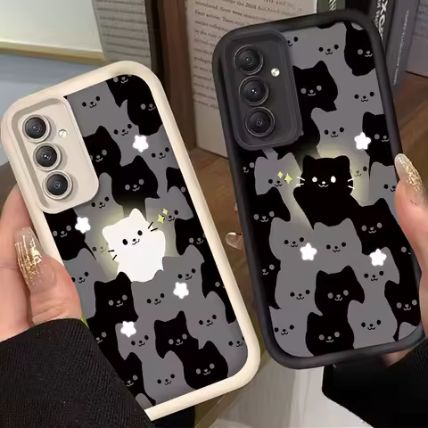 Cute Couple Cat Case for Samsung Galaxy A55 A25 A35 A15 A16 A06 A05 A05S A24 A13 A23 A12 A22 A32 A52 A71 A51 4G Silicone Cover