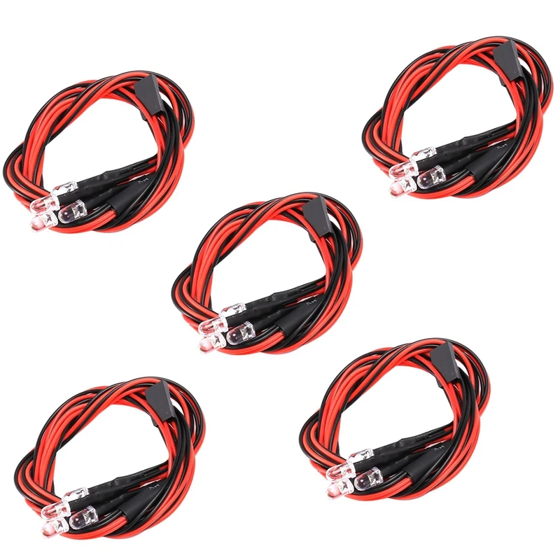 5Pcs 4 LED Light 5Mm 4 White Light For 1/8 1/10 Axial SCX10 Traxxas TRX4 D90 HSP HPI Tamiya Redcat RC Car