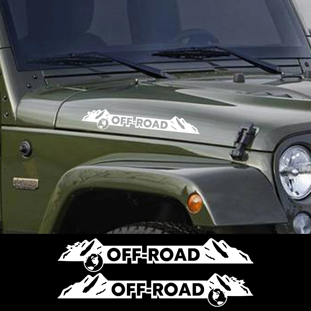 Car Hood Cover Side Stickers For Jeep Wrangler JK JL TJ YJ World Map Mountain Off Road Graphics Vinyl Decals Auto Accessories