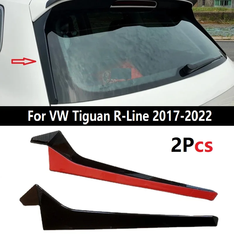 Car Styling For VW Tiguan R-Line 2017-2022 Glossy Black ABS 2PCS Car Rear Window Spoiler Side Wing Cover Trim