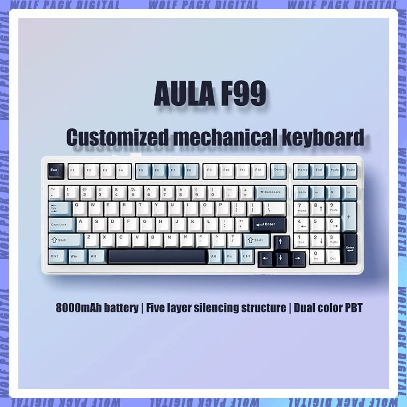 

Aula F99 Gaming Mechanical Keyboard Three Mode 2.4g Wireless Bluetooth Wired Hot Swap Pbt Gasket Rgb For Pc Laptop Gamer 99 Keys