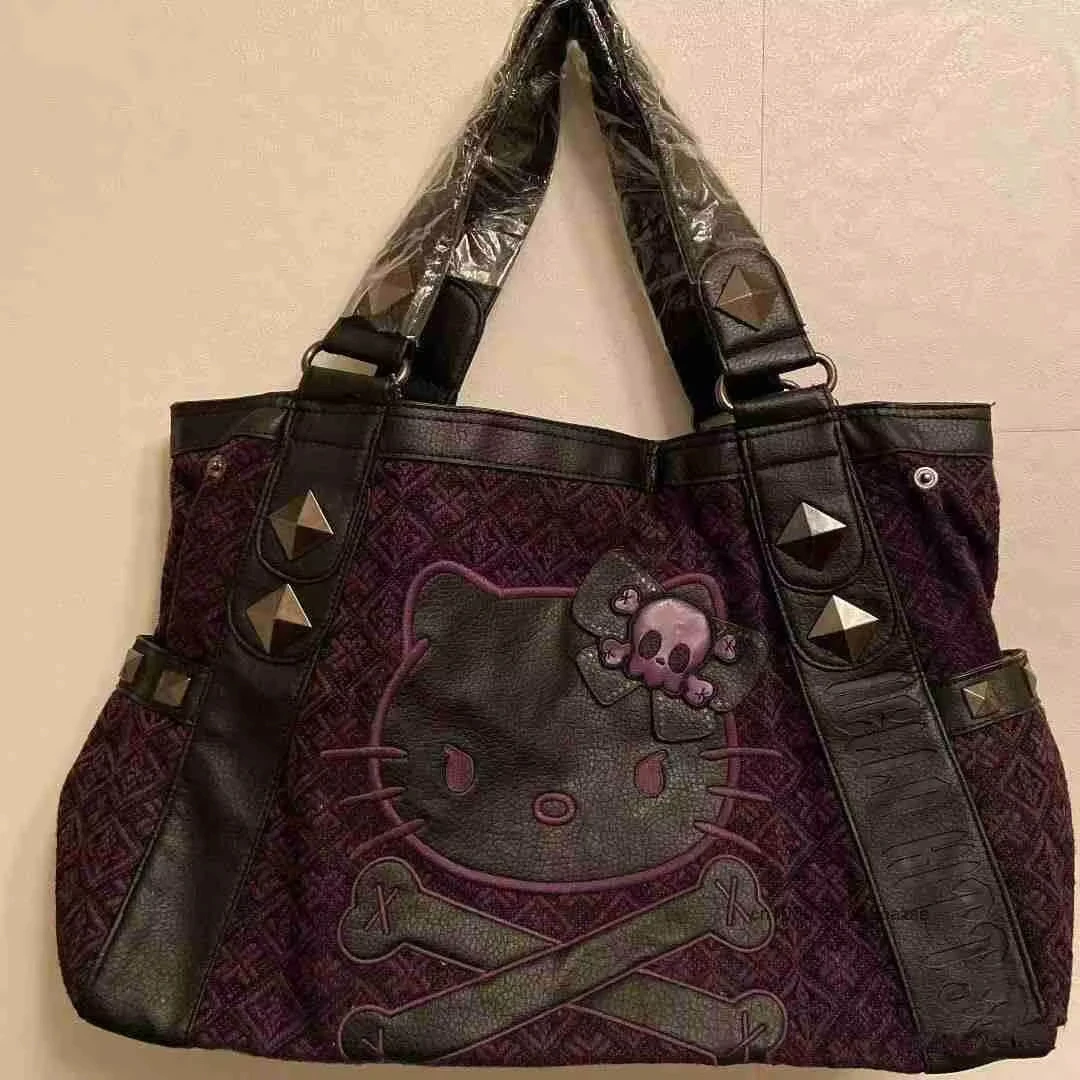 Sanurgente Hello Kitty-Sac à ati elles violet patchwork vintage, sac à main Sweet Spicy Girl, sac fourre-tout polyvalent, sous-c