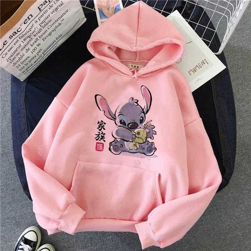 Damen Hoodie Disney Lilo&Stitch Cartoon Anime Print Damenbekleidung Mode Y2K Herbst und Winter Paar Kleidung Hoodies